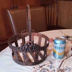 Vintage rustic look metal basket with fruit motif